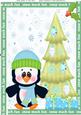 Lovely Penguin in Green & Blue A4