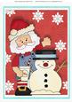 Santa with His Coffee & Snowman A4