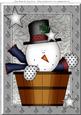 Lovely Snowman in Barrel A4