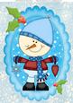 Blue & Red Snowman in Oval Frame A4