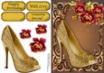 Beautiful Gold Shoe with Burgundy Flowers