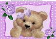 Gorgeous Brown Fuzzy Bear with Lilac Bow A4