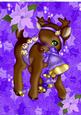 Beautiful Brown Reindeer with Purple Bell's A4
