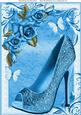 Beautiful Dark Blue Shoe & Roses A4