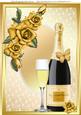 Champagne & Glass's with Gold Roses A4