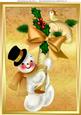 Snowman with Gold Candy Cane A4