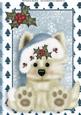 Cute Cream Puppy with Pale Blue Santa Hat A4