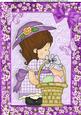 Beautiful Bonnet Girl with Easter Basket A4