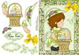 Pretty Little Girl with Easter Egg Basket & Chick