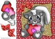 Skunk Cuddling Love Hearts 8x8
