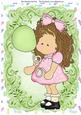 Birthday Girl with Green Balloon A4
