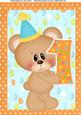 Birthday Bear with Orange Polka Dot Number 1 A4