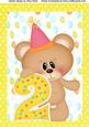 Birthday Bear with Yellow Number 2 A4