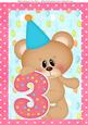 Birthday Bear with Polka Dot Number 3 A4