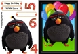 Chubby Black Bird With Balloons