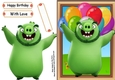 Green Pig With Balloons