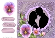Beautiful Silhouette Couple With Purple Pansies 8x8
