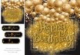 Gold Happy Birthday With Balloons 8x8