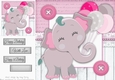 Adorable Pink Elephant With Balloons 8x8