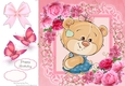 Gorgeous Teddy Bear In Pink Roses 8x8