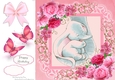 Gorgeous Elephants In Pink Roses 8x8