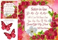Beautiful Red & White Flowers Sister-In-Law 8x8