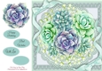 Beautiful Aqua, Green And Lilac Flowers 8x8