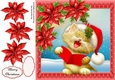 Gorgeous Cat Singing With Red Poinsettias 8x8