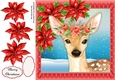 Gorgeous Deer With Red Poinsettias 8x8