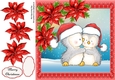 Gorgeous Penguins With Red Poinsettias 8x8