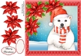 Gorgeous Polar Bear With Red Poinsettias 8x8