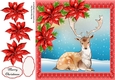 Gorgeous Reindeer 2 With Red Poinsettias 8x8