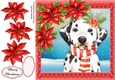 Gorgeous Dalmation With Red Poinsettias 8x8