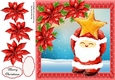 Gorgeous Santa With Star With Red Poinsettias 8x8