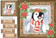Gorgeous Festive Penguin With Red Flowers 8x8