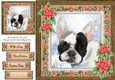 Gorgeous Festive French Bull Dog With Red Flowers 8x8