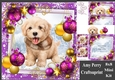 Gorgeous Fluffy Dog With Purple & Gold Baubles 8x8 Mini Kit