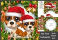 Cute Brown & White Dogs In Santa Hats 8x8 Mini Kit