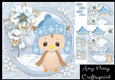 Gorgeous Owl In Winter Hat With Blue Flowers 8x8 Mini Kit