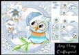 Gorgeous Owl In Winter Hat With Blue Flowers 8x8 Mini Kit