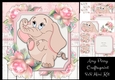 Gorgeous Elephant  With Pink Roses 8x8 Mini Kit
