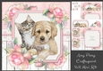 Beautiful Cat & Dog With Pink Roses 8x8 Mini Kit