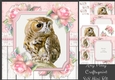 Beautiful Brown Owl  With Pink Roses 8x8 Mini Kit