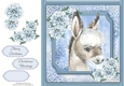 Gorgeous Donkey With Blue Festive Flowers 8x8