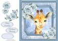 Gorgeous Giraffe With Blue Festive Flowers 8x8