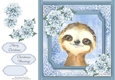 Gorgeous Sloth With Blue Festive Flowers 8x8