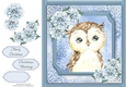 Gorgeous Brown Owl With Blue Festive Flowers 8x8