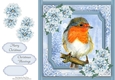 Gorgeous Robin With Blue Festive Flowers 8x8