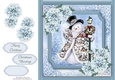 Gorgeous Snowman 2 With Blue Festive Flowers 8x8