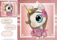 Gorgeous Unicorn With Flowers In Rose Gold Frame 8x8